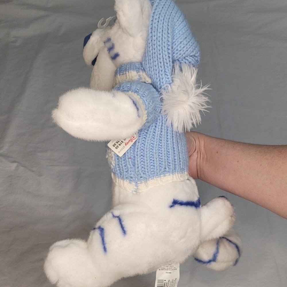 DISNEY STORE Exclusive TIGGER IN BLUE SWEATER WHITE 14" PLUSH Has Tags - Picture 8 of 8